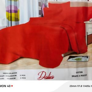 Lot de 2 draps + 2 taies 3 places(rouge) – Literie confortable