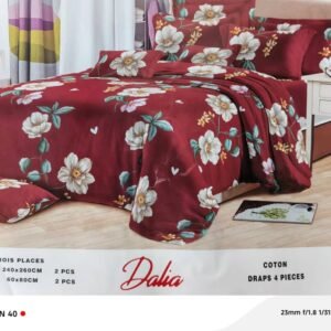 Lot de 2 draps + 2 taies 3 places (rouge)– Literie confortable