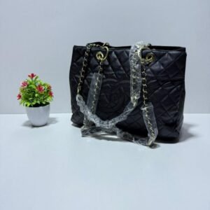 Sac cabas en cuir noir